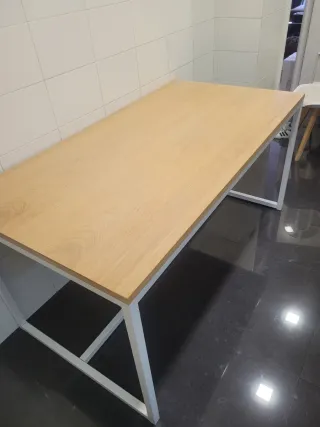 Mesa comedor madera y metal blanca 150x80 cm