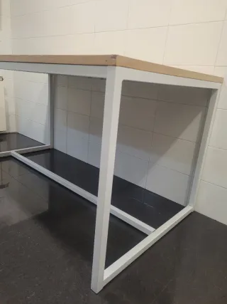 Mesa comedor madera y metal blanca 150x80 cm