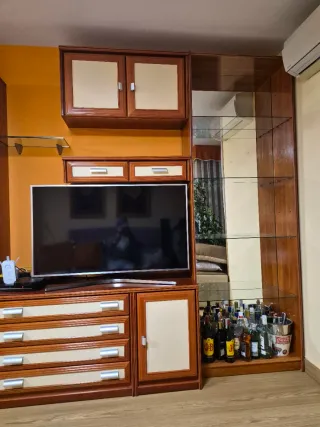 Muebles de salón madera y cristal