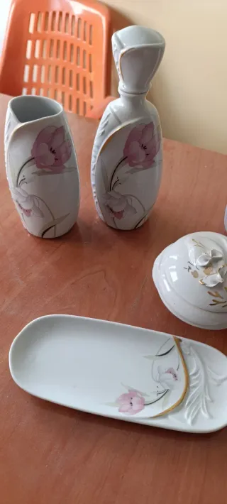 Set porcelana tocador flores