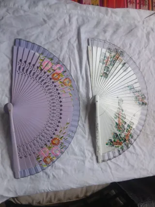 Lote 2 Abanicos Decorados Estilo Floral
