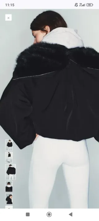 Abrigo Zara Windproof Talla L mujer capucha pelo