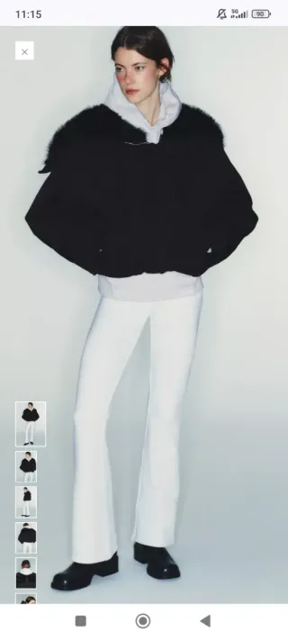 Abrigo Zara Windproof Talla L mujer capucha pelo