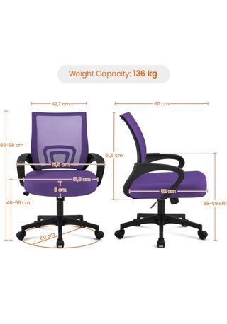 Silla de escritorio ergonómica púrpura