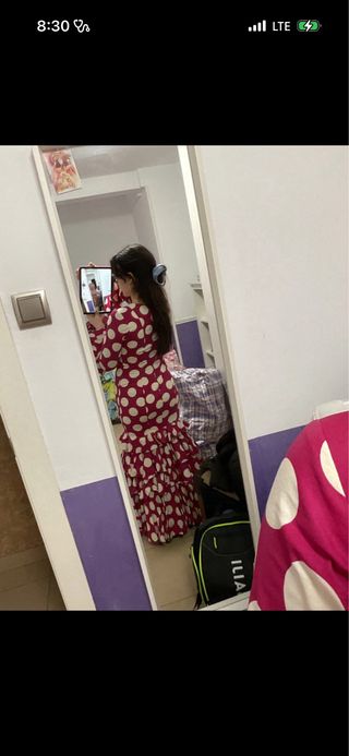 Vestido de flamenca rojo y blanco