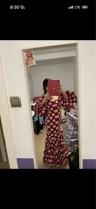 Vestido de flamenca rojo y blanco