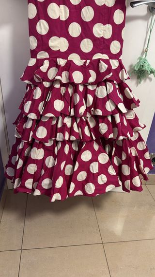 Vestido de flamenca rojo y blanco