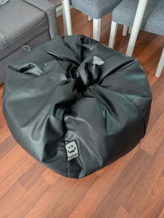 Puff XXL 300L Negro Piel Sintética