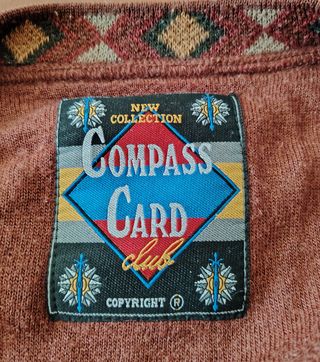 Maglione Cardigan Compass Card Vintage Anni '80 Tg