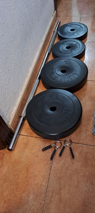 KIT PESAS  2x10KG 2x5KG +BARRA LARGA