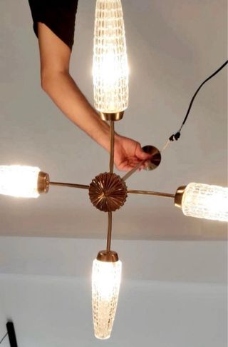 Lámpara Art Decó Dorada Cristal