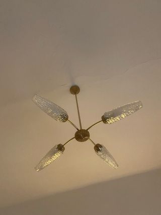 Lámpara Art Decó Dorada Cristal