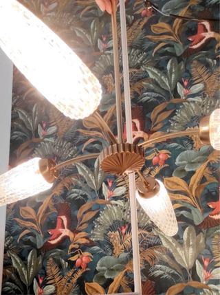 Lámpara Art Decó Dorada Cristal