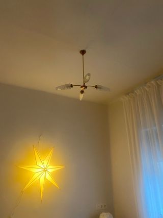 Lámpara Art Decó Dorada Cristal