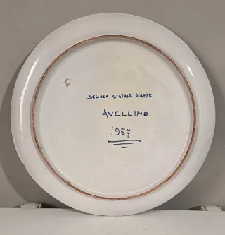 Piatto ceramica araldica 1957 Sc. d'arte Avellino