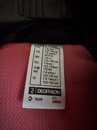 Chaleco Quechua Negro y Rosa Talla 7-8