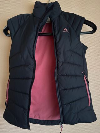 Chaleco Quechua Negro y Rosa Talla 7-8