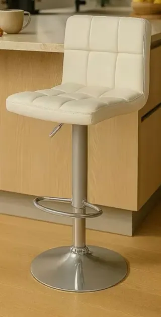 Lote 2 Taburetes Cocina Plata/Blanco