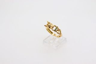 ANILLO PANTERA CON CIRCONITAS. Oro 18k.