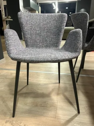 Set 4 Sedie Riflessi Tessuto Nero/Grigio