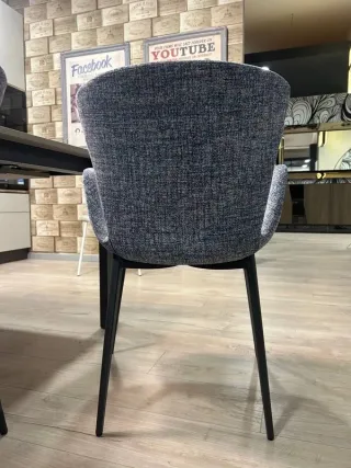 Set 4 Sedie Riflessi Tessuto Nero/Grigio