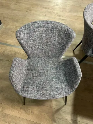 Set 4 Sedie Riflessi Tessuto Nero/Grigio