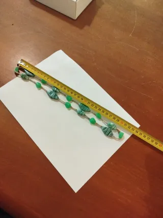 Collana corda e vetro verde