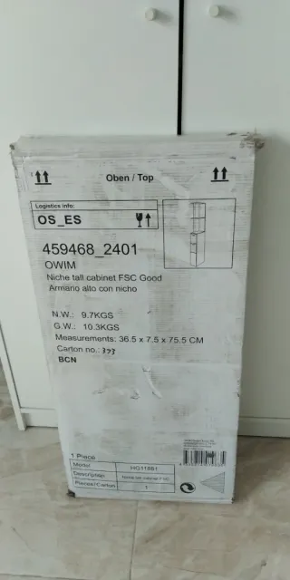 Armario estrecho alto cajones baño