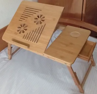 Mesa portátil plegable SONGMICS bambú