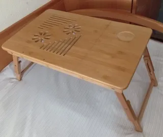 Mesa portátil plegable SONGMICS bambú