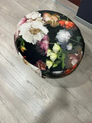 Felis - Pouf rotondo sfoderabile fantasia floreale