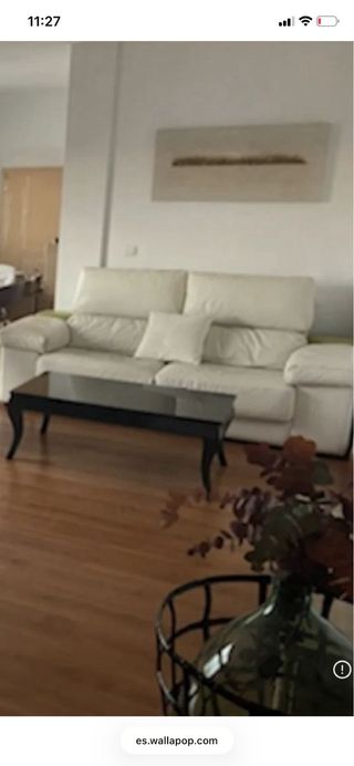 Sofá tresillo de piel de búfalo blanco