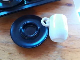 Juego café italiano  Italica Ars negro y blanco.