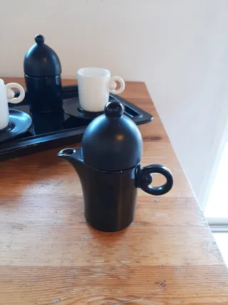 Juego café italiano  Italica Ars negro y blanco.