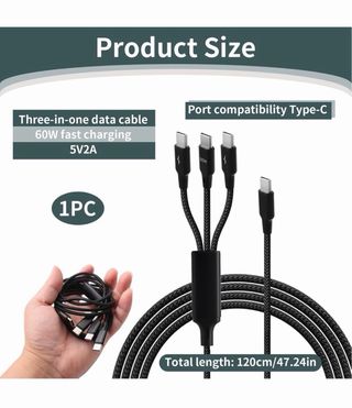 Cavo USB-C 3-in-1 60W Universale 60w Intrecciato