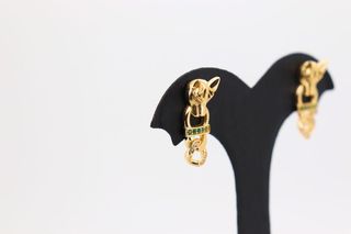 PENDIENTES PANTERA CON CIRCONITAS. Oro 18k.
