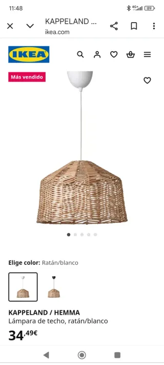 Lámpara de techo ratán IKEA KAPPELAND