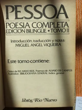 Fernando Pessoa – Poesía completa bilingüe 2 tomos