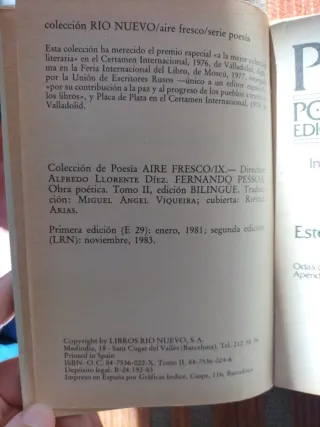 Fernando Pessoa – Poesía completa bilingüe 2 tomos