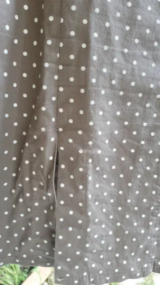 Tubino tortora con pois bianchi in cotone stretc