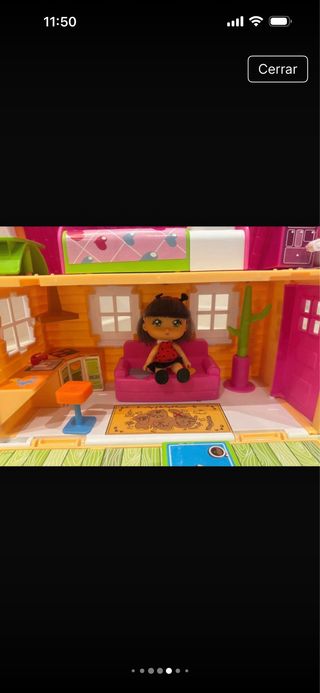 Casa de muñecas barriguitas rosa con accesorios