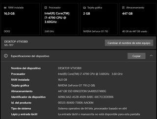 PC Intel i7 16GB RAM 480GB SSD Negro
