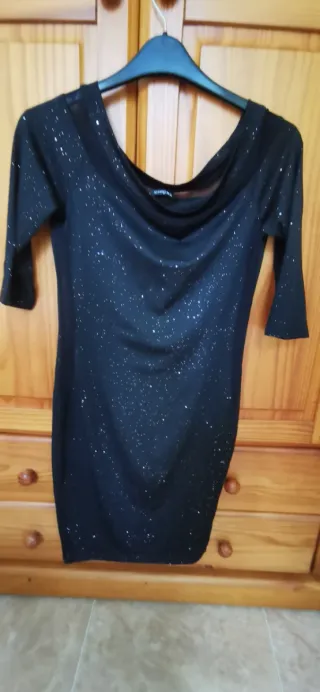 Vestido fiesta negro lentejuelas Talla M