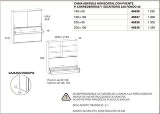 CAMA ABATIBLE CON ESCRITORIO SONRIE 67