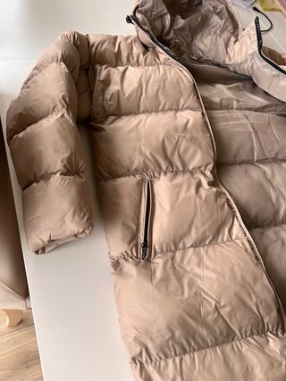 Abrigo largo Schott NYC beige, talla amplia