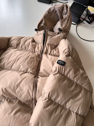 Abrigo largo Schott NYC beige, talla amplia