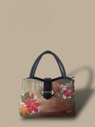 Borsa Bauletto Nera Dipinta a Mano Mis. 36x26x16