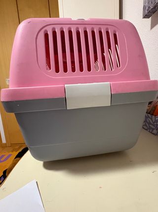 Transportín para mascotas rosa y gris 55x30cm
