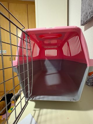 Transportín para mascotas rosa y gris 55x30cm