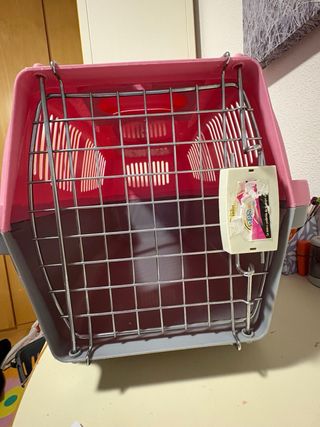 Transportín para mascotas rosa y gris 55x30cm